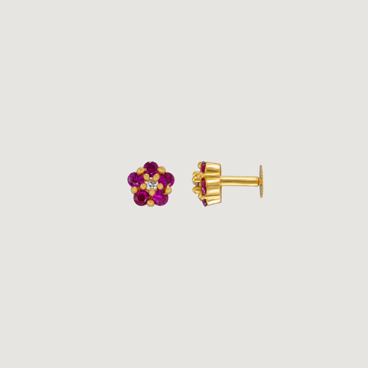 radiant ruby blossom studs