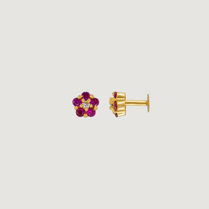 Radiant Ruby Blossom Studs