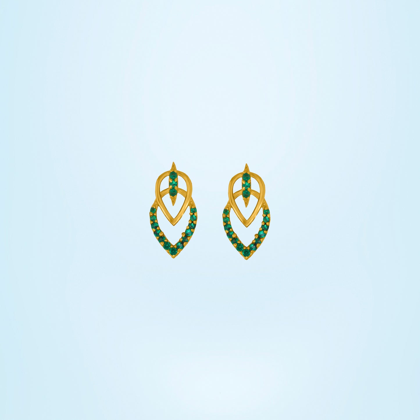 green royal sapphire leaf studs