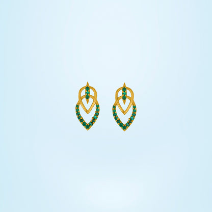 Green Royal Sapphire Leaf Studs