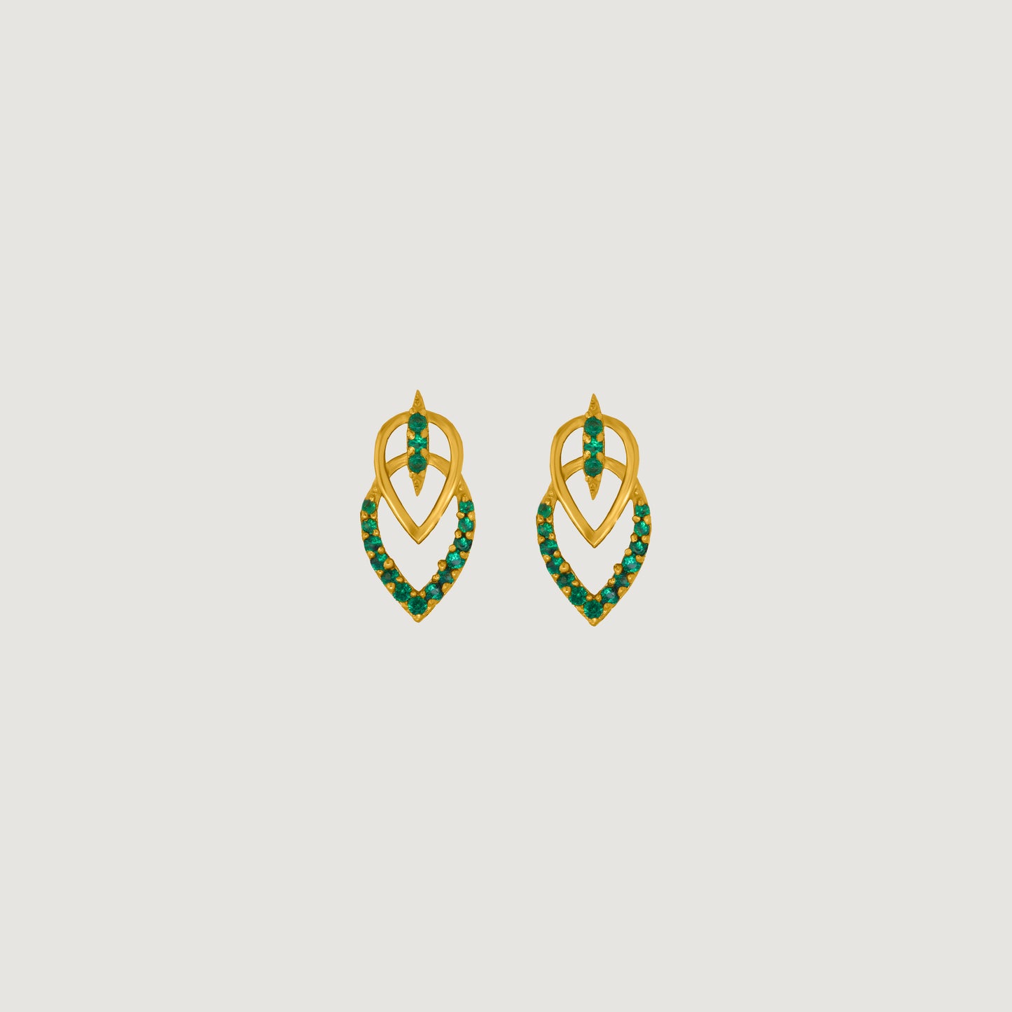 green royal sapphire leaf studs