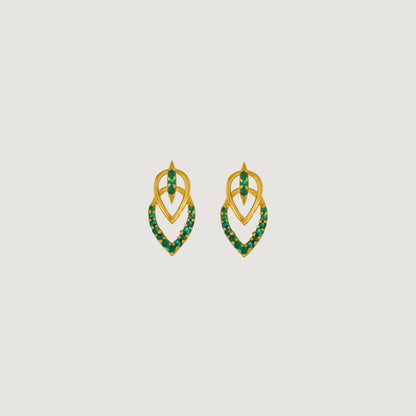 Green Royal Sapphire Leaf Studs