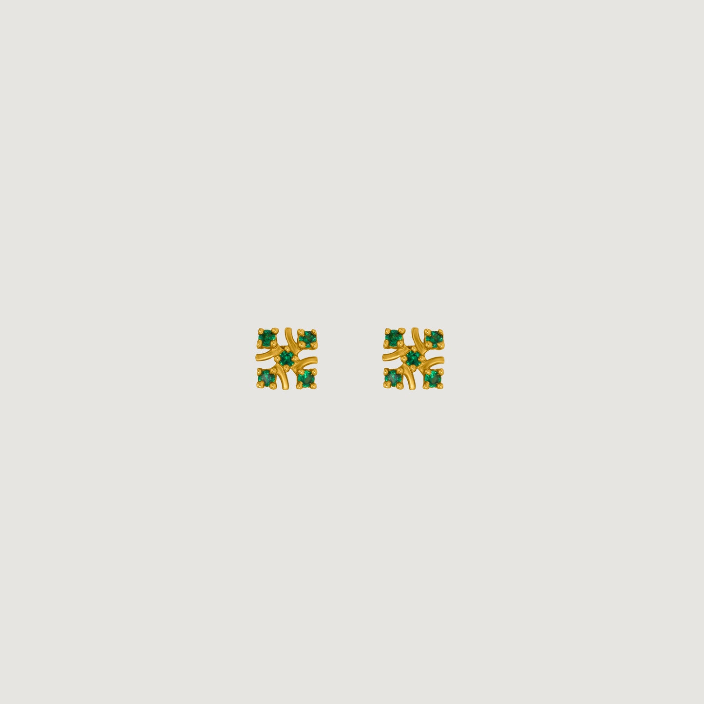 green mosaic square studs