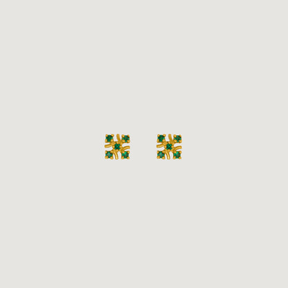 Green Mosaic Square Studs