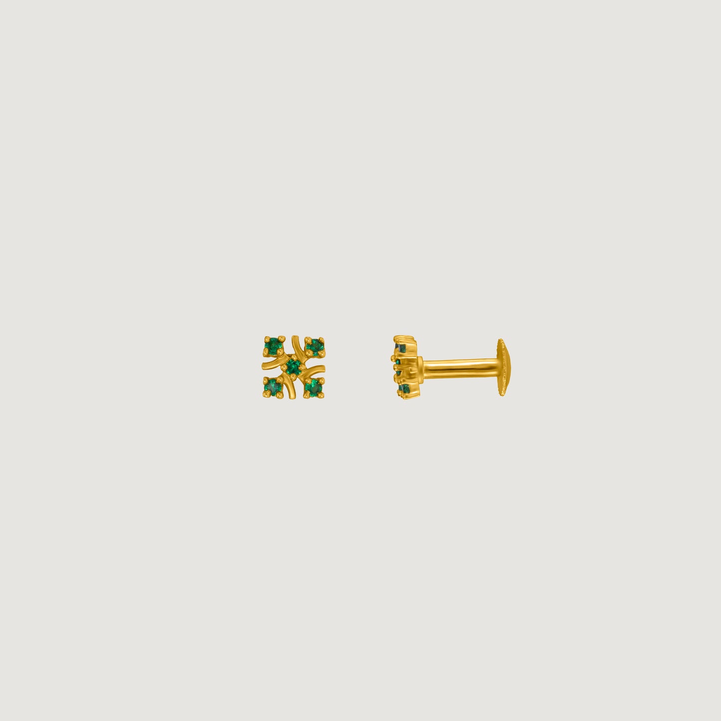 green mosaic square studs