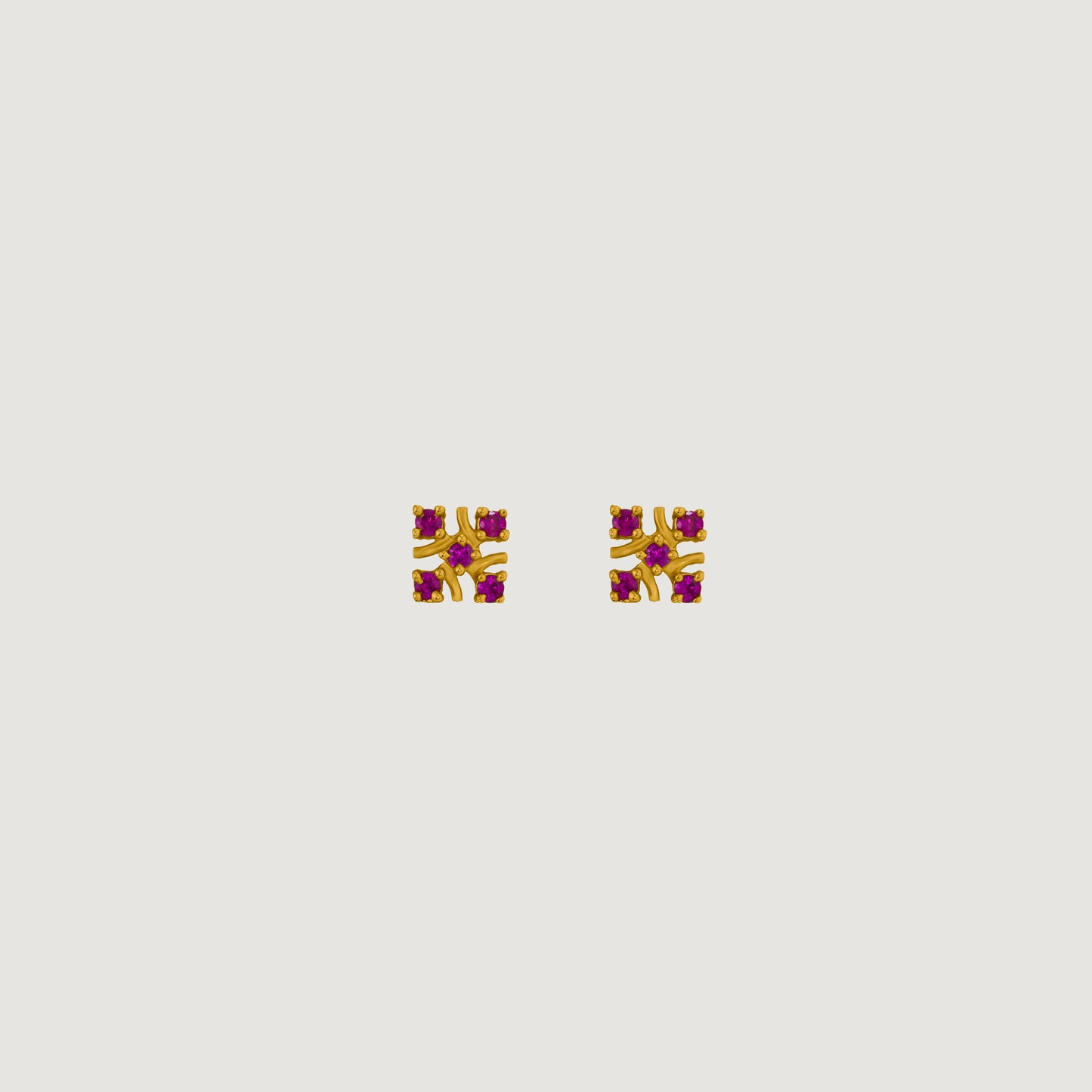 red mosaic square studs