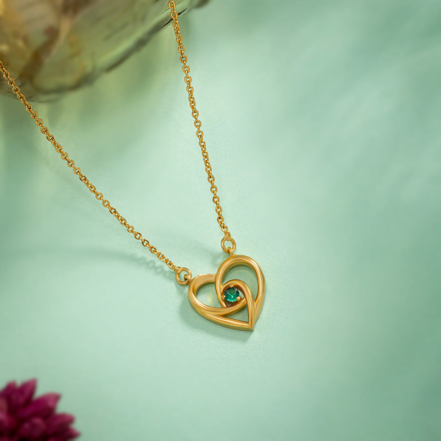 green eternal heart pendant