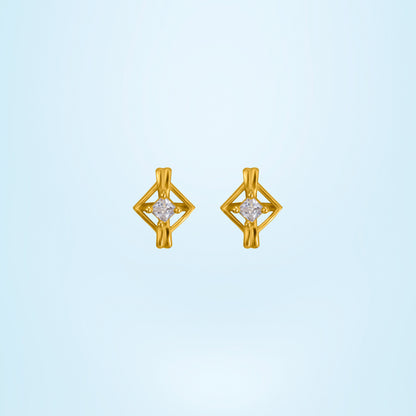 Pair of Golden Earrings with a Diamond