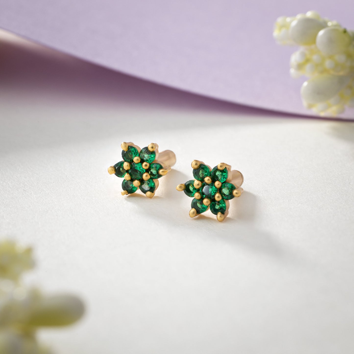 green bloom petite studs