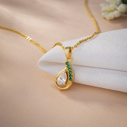 Golden Necklace with a Stone Pendant