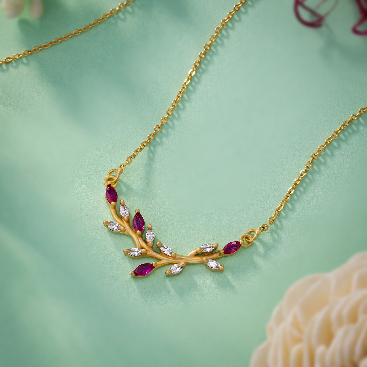 red blossom vine necklace