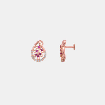 Rose Gold Earrings with Ruby and Diamonds