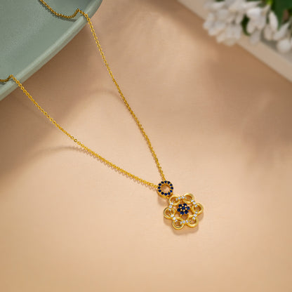 Golden Necklace with Sapphire Stones