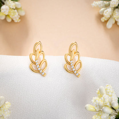 Pair of Golden Earrings with a Single Diamond