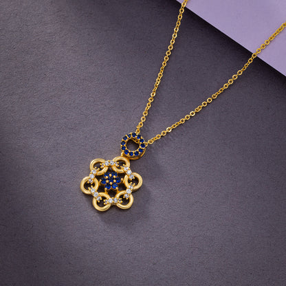 Golden Necklace with Sapphire Stones