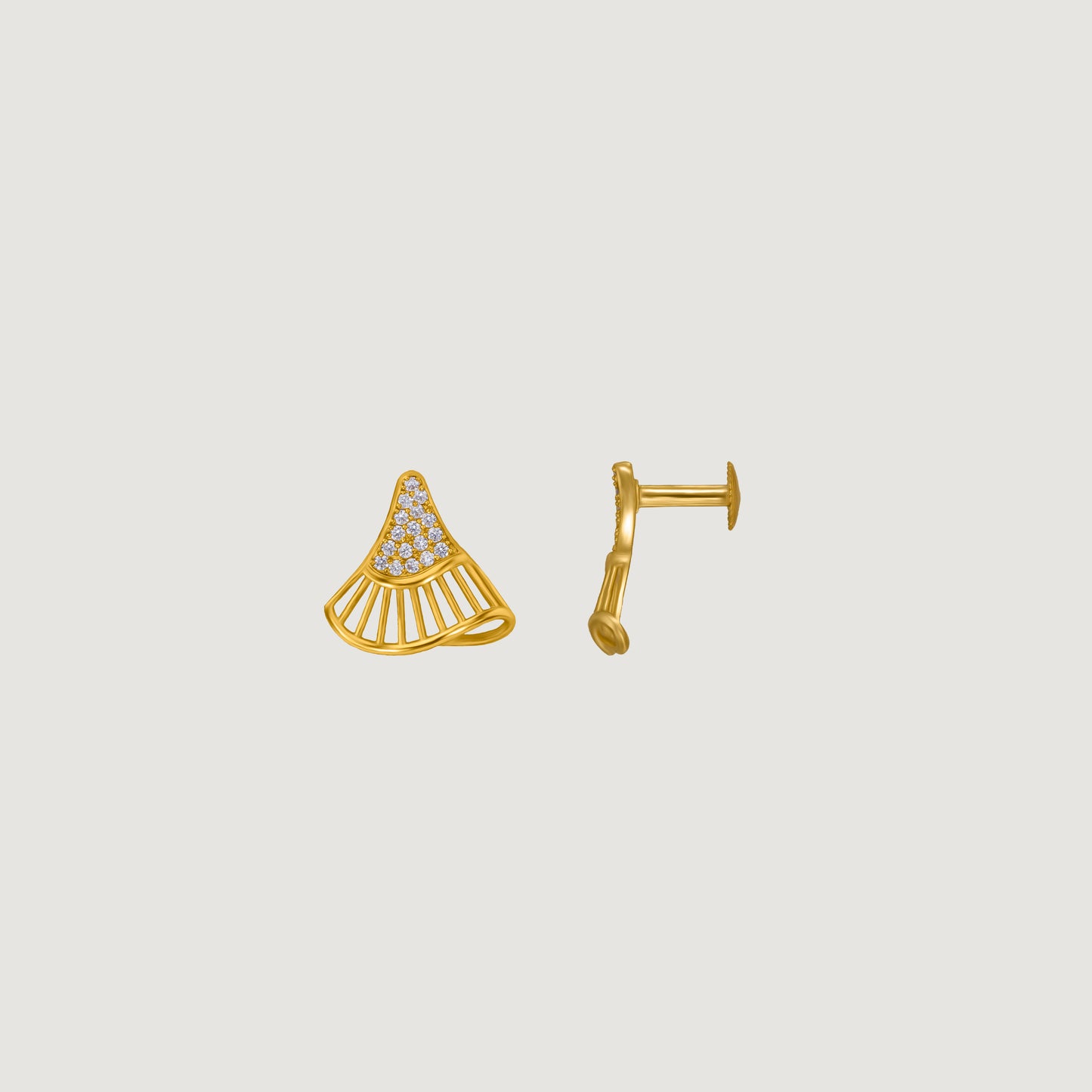 pair of golden earrings with diamonds