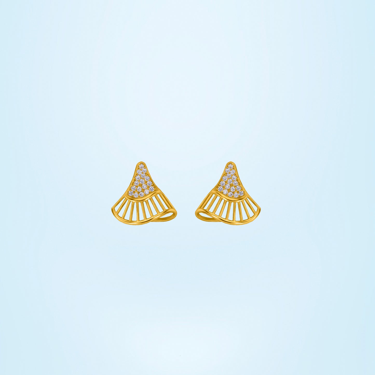 pair of golden earrings with diamonds