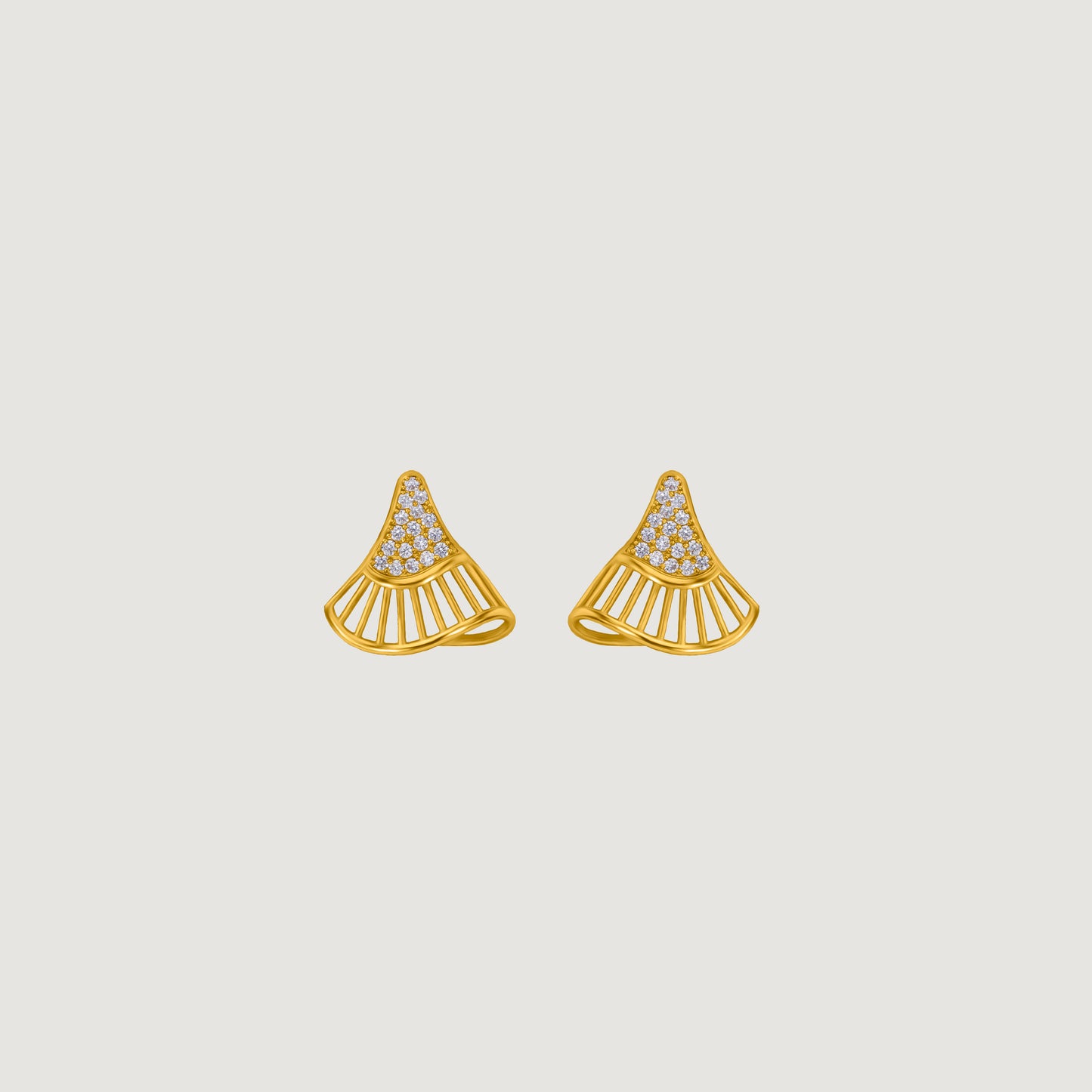 pair of golden earrings with diamonds