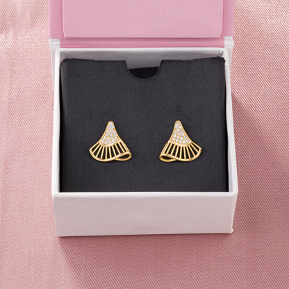 Pair of Golden Earrings with Diamonds