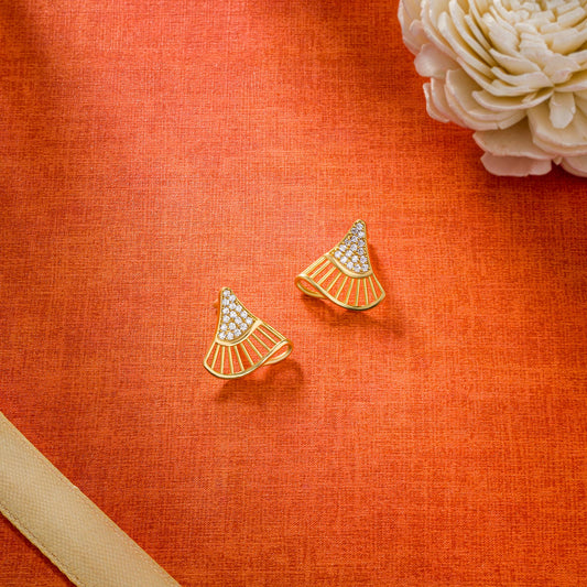 Pair of Golden Earrings with Diamonds