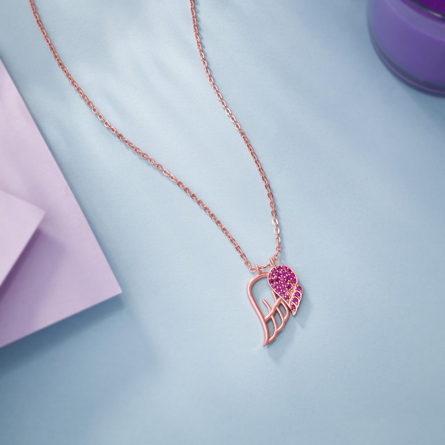 heart pendant with a rose gold necklace