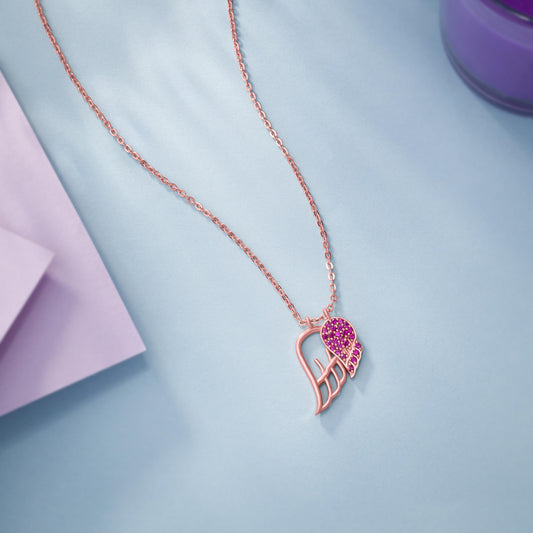 Heart Pendant with a Rose Gold Necklace