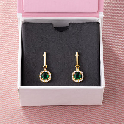 Pair of Earrings with a Ruby Stone and Diamonds