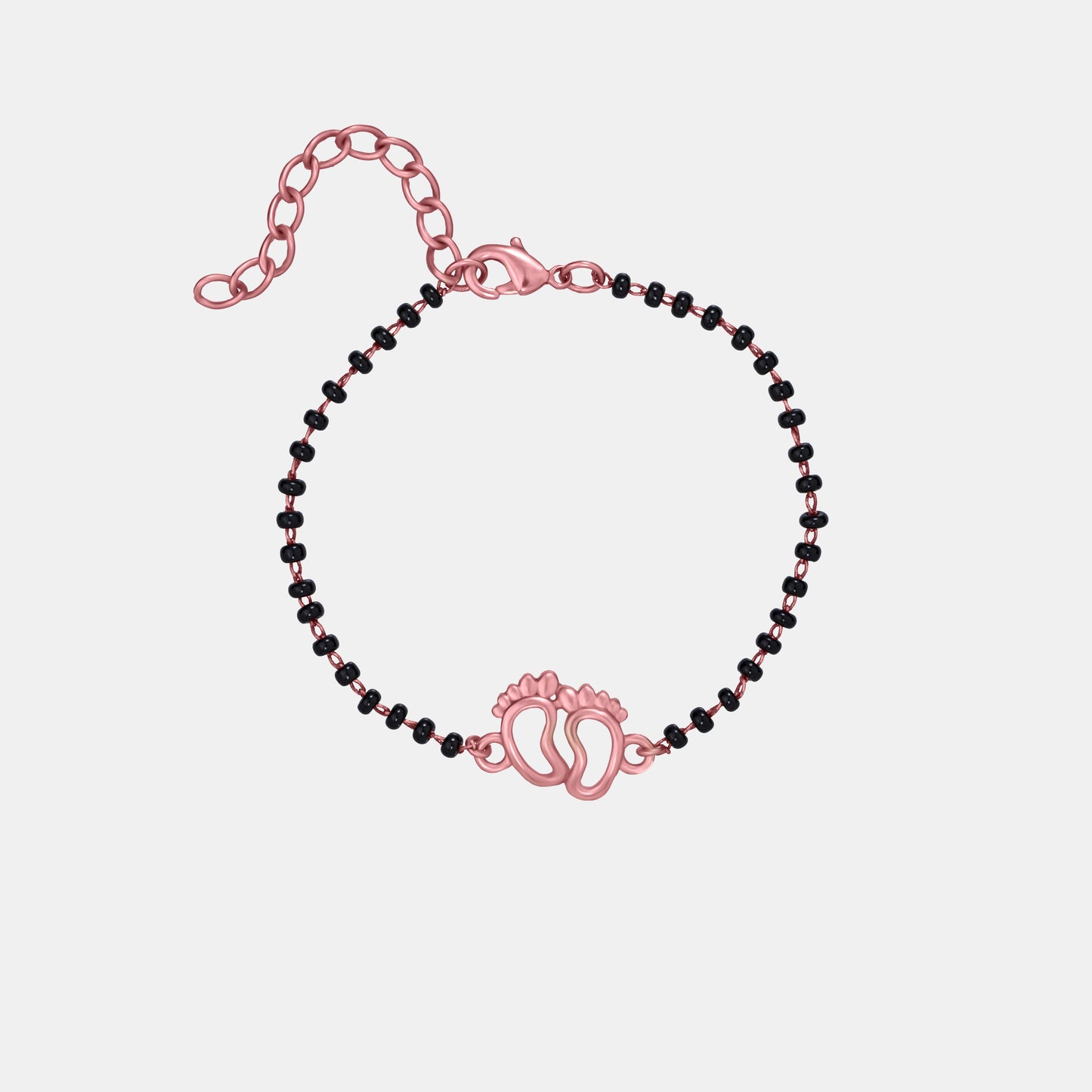 bracelet with a rose gold and black bea