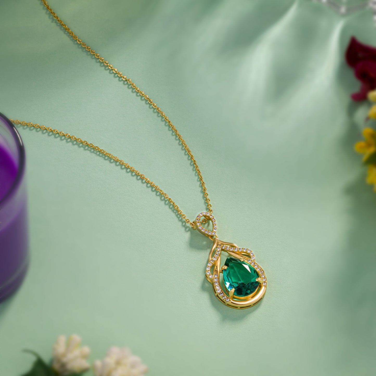 green dewdrop pendant