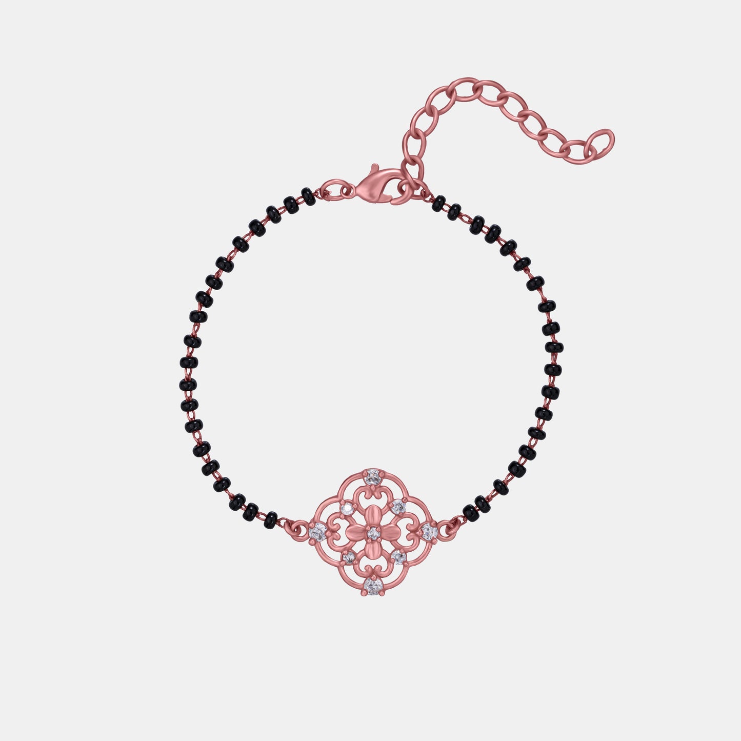 bracelet with a knot and black beads