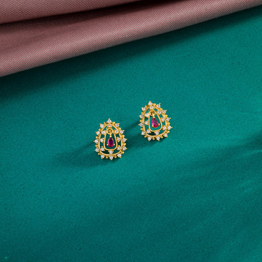 Pair of Golden Earrings with Diamonds