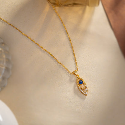 Golden Necklace with Stone and Diamonds