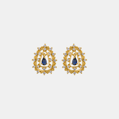 Blue Sapphire Halo Stud