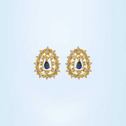 Blue Sapphire Halo Stud