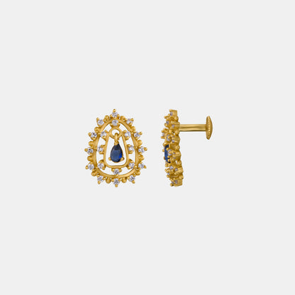 Blue Sapphire Halo Stud