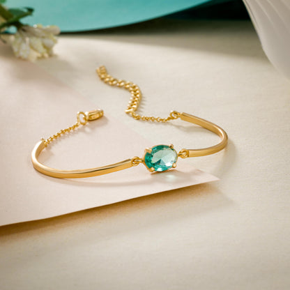 Bracelet_Green Stone_Golden_1