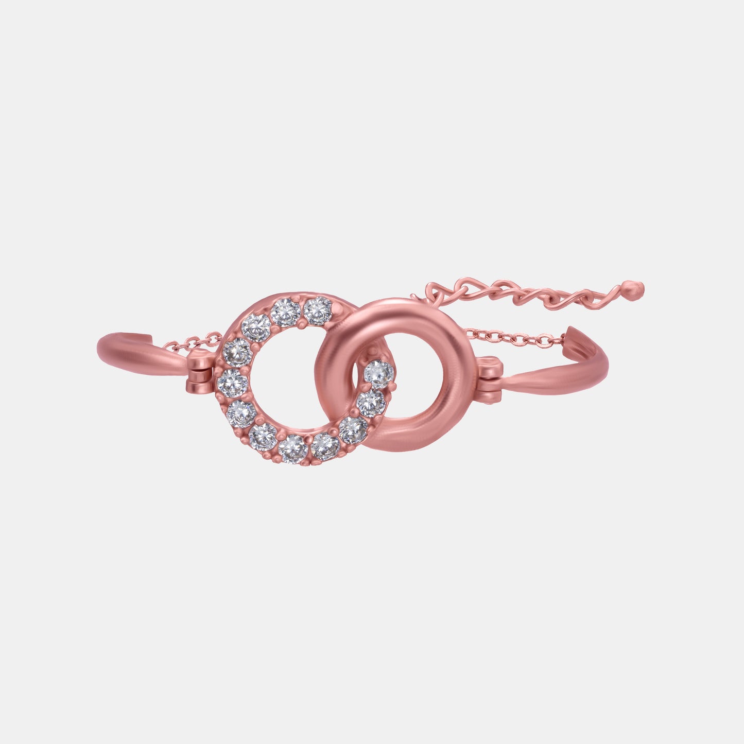 rose gold bracelet with a chain and a crystal stone