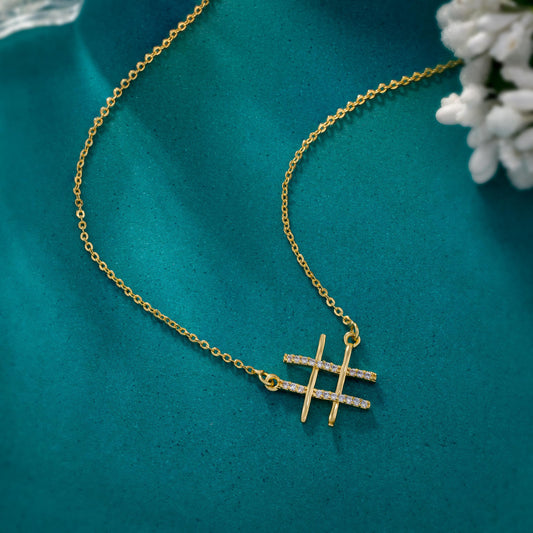 Golden Necklace with Two Crossed Crosses on it