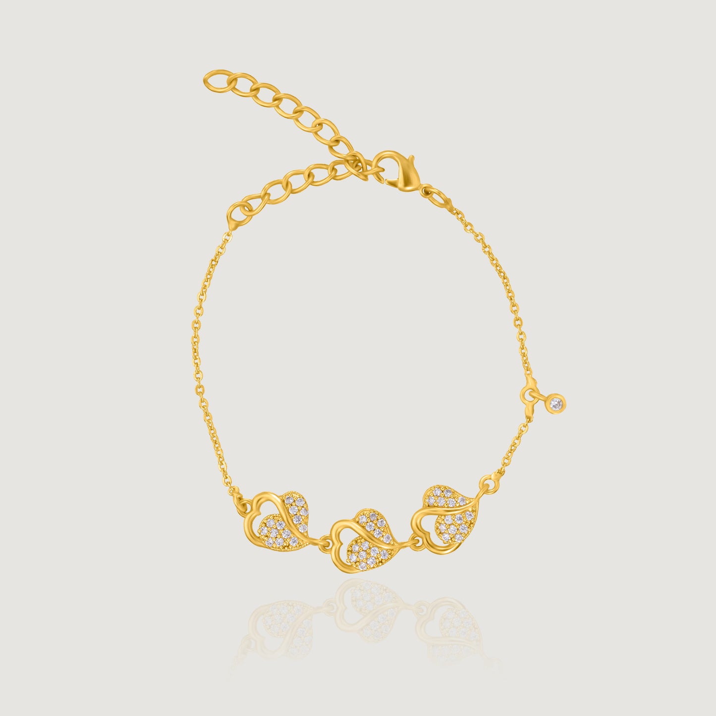 golden diamond hearts bracelets