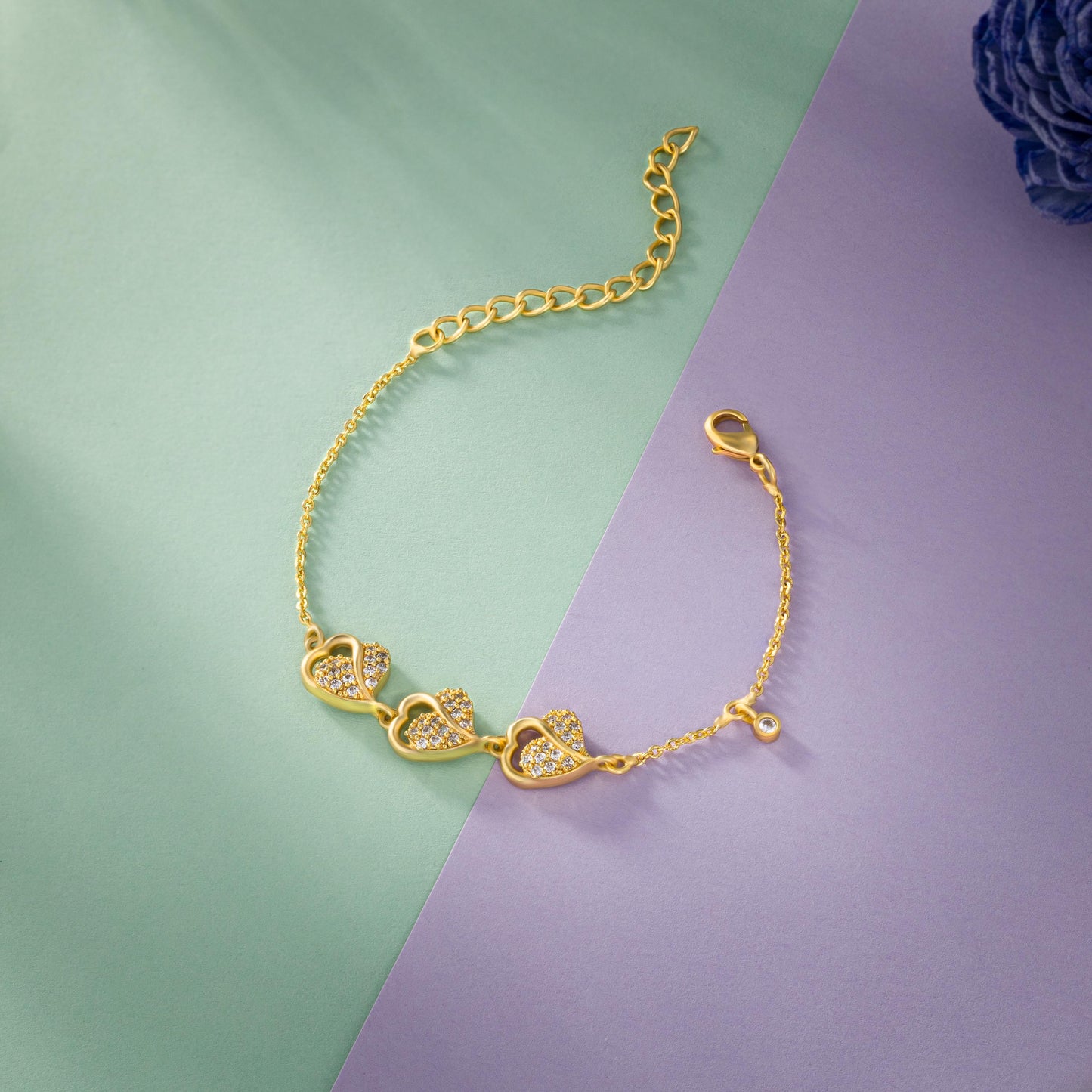 golden diamond hearts bracelets