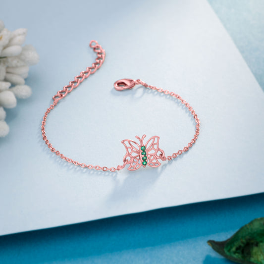 Rose Gold Bracelet with a Butterfly Charm