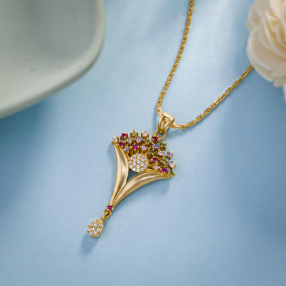 Golden Necklace with Intricate Flower Design