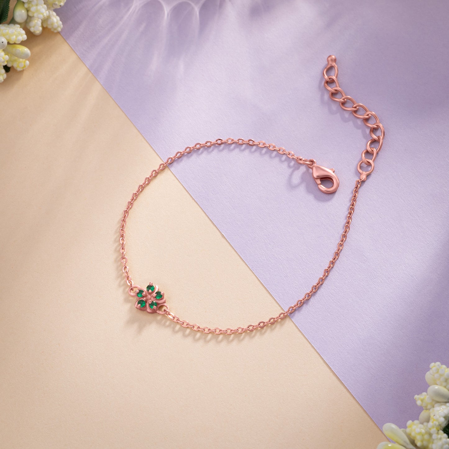 rose gold bracelet with a stone