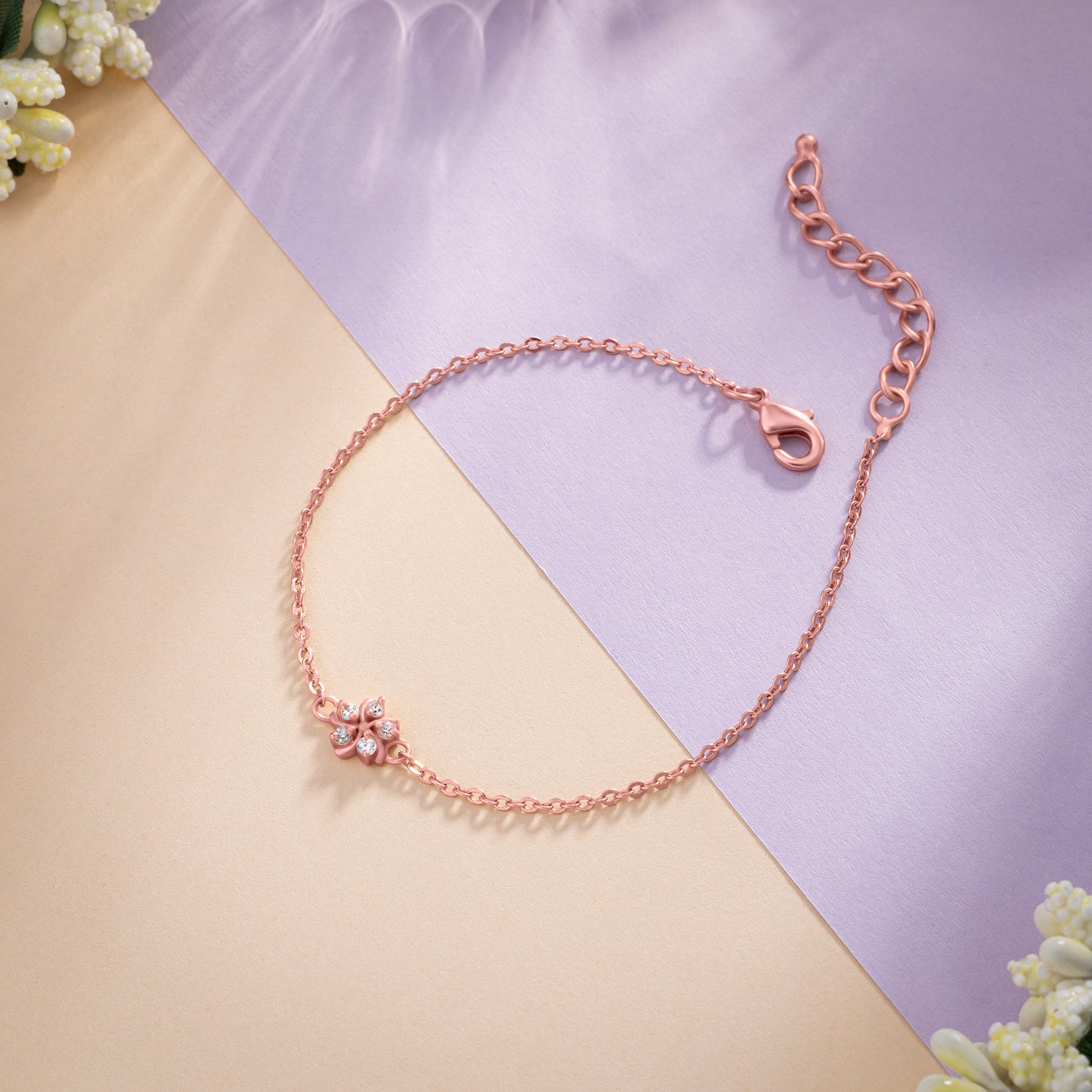 rose gold bracelet with a stone