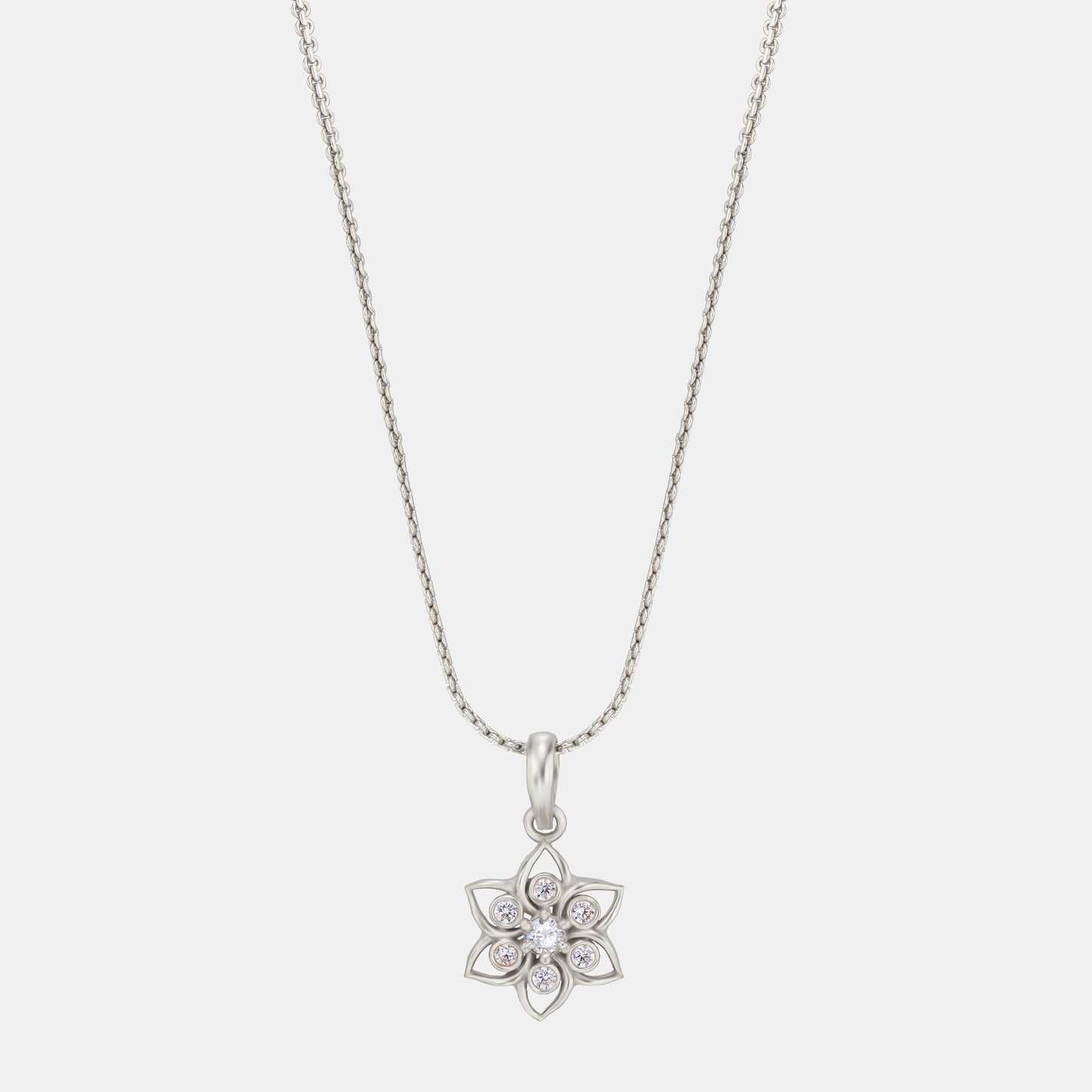 silver celestial white blossom pendant
