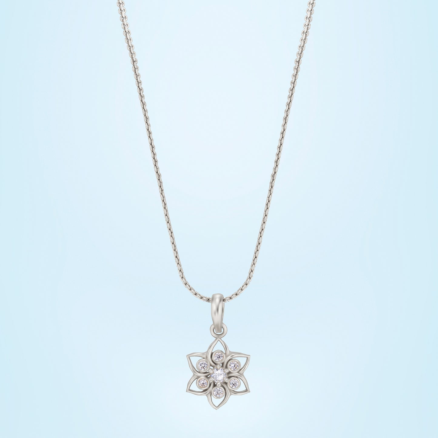 silver celestial white blossom pendant