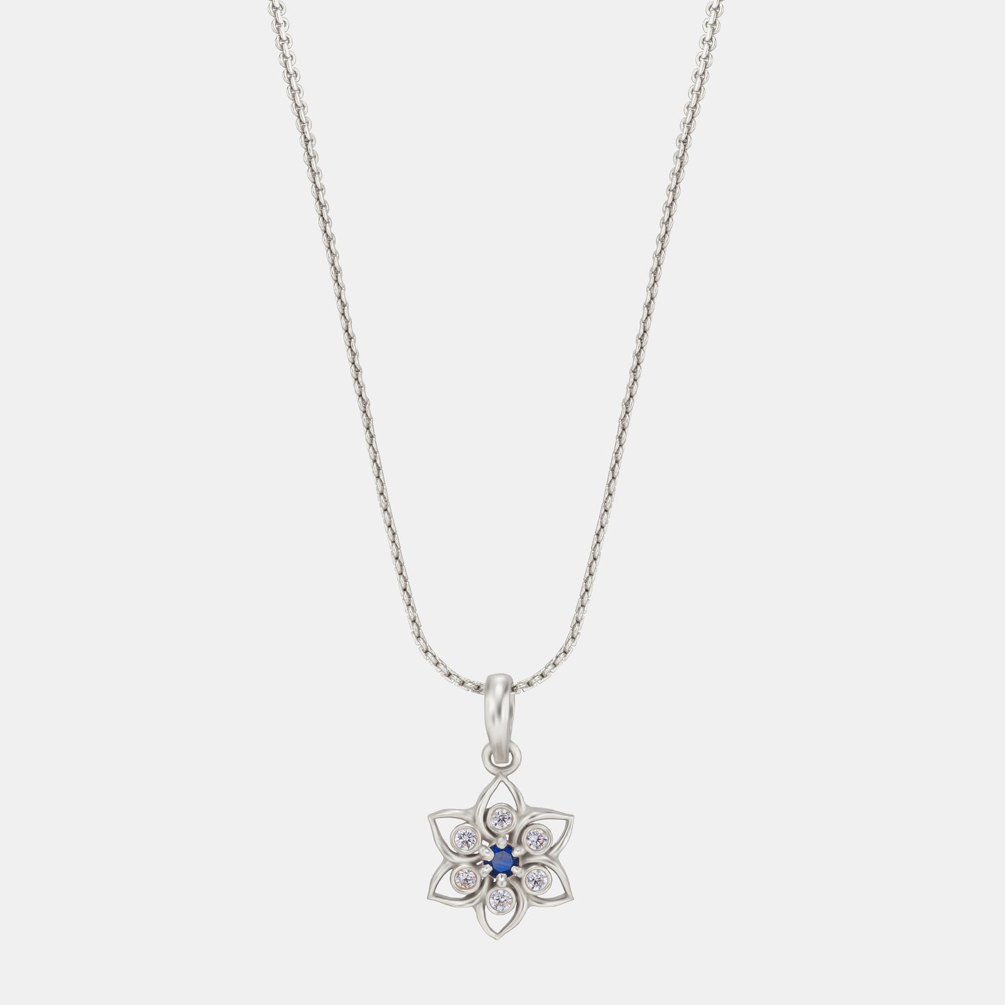 silver celestial blue blossom pendant