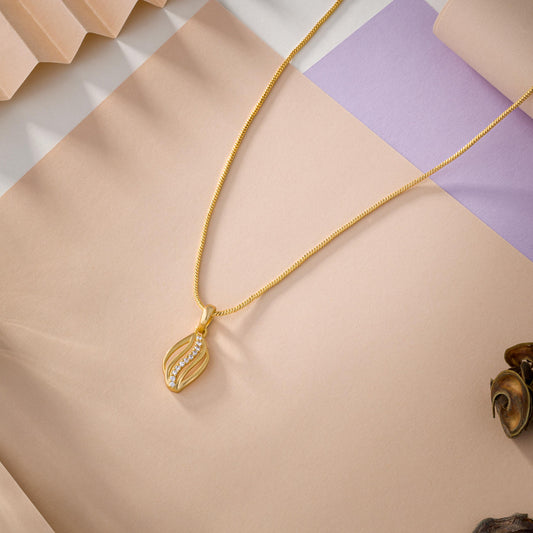 Golden Necklace with a Diamond Pendant