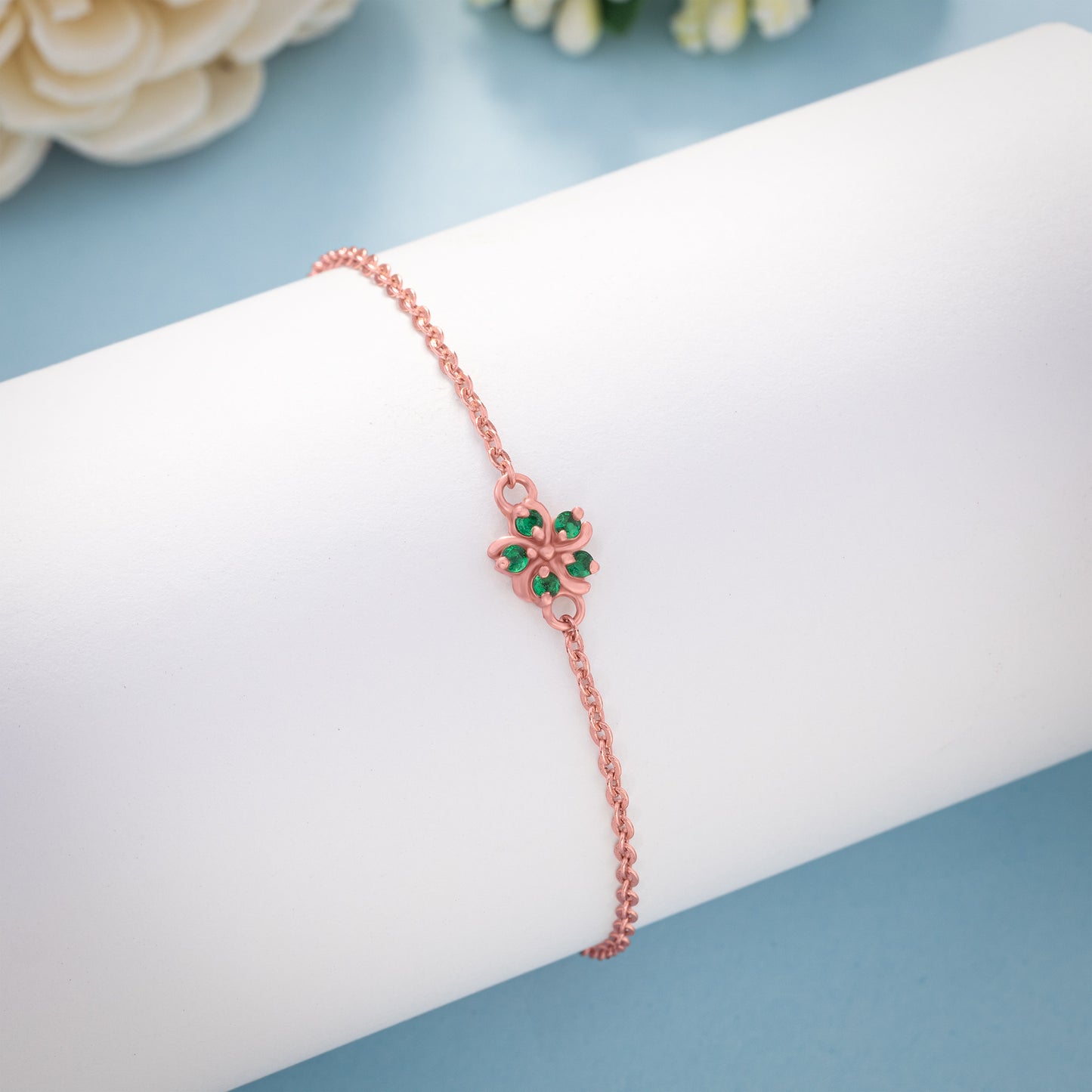 rose gold bracelet with a stone