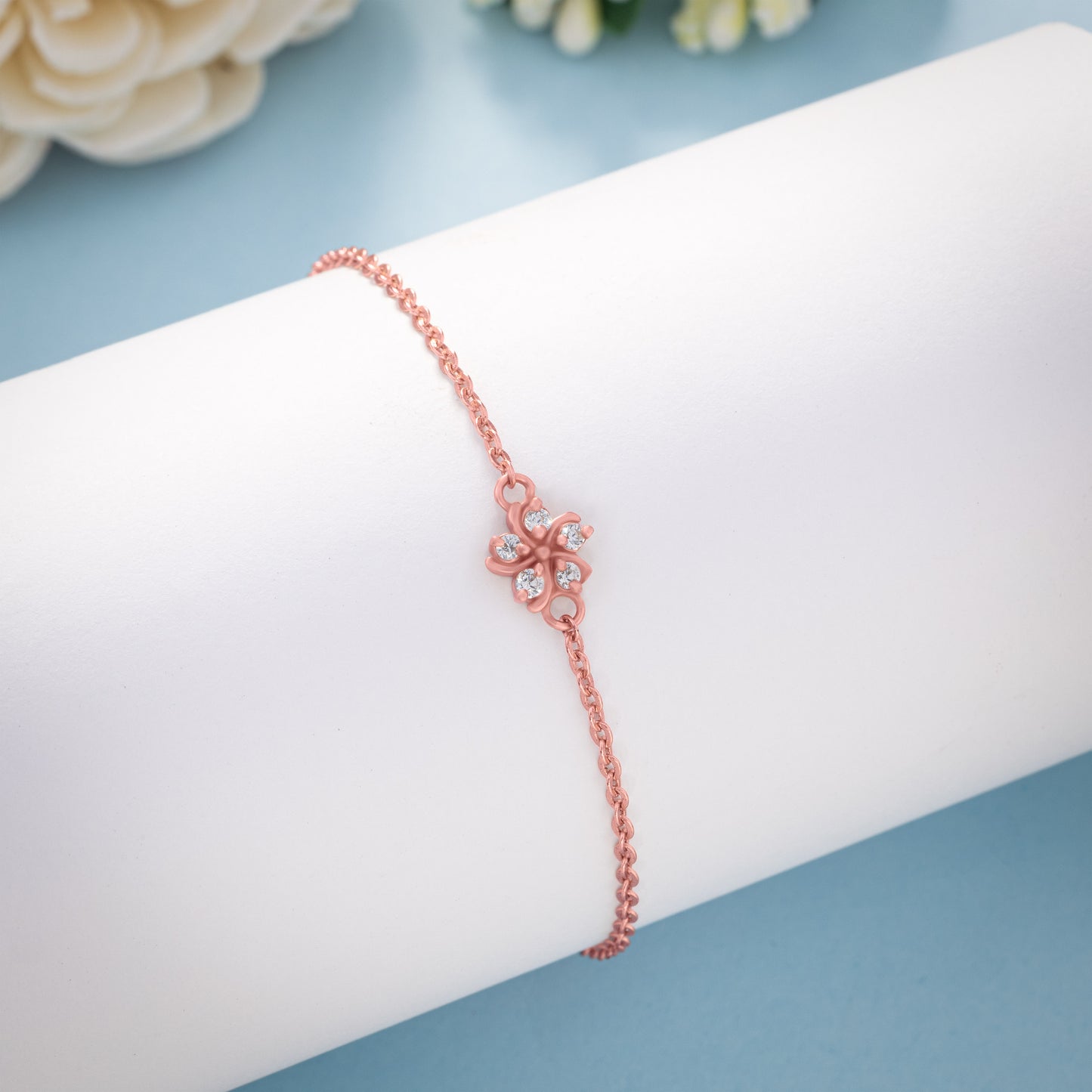 rose gold bracelet with a stone